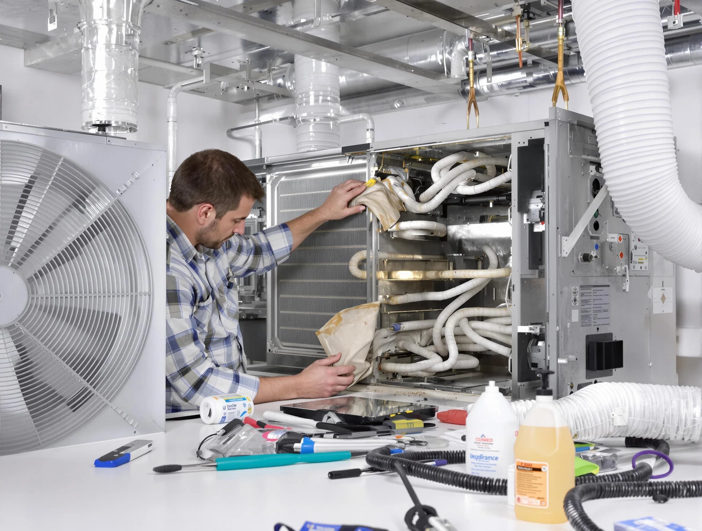 Morrow Air Duct Cleaning specialist performing precision AC coil cleaning in Morrow